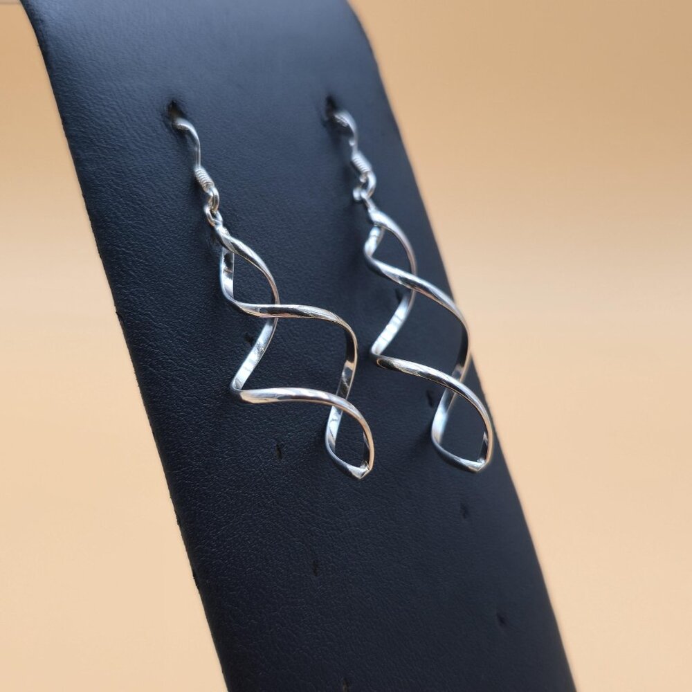 Sterling Silver Cute Pattern Simple Dangle Earrin… - image 2